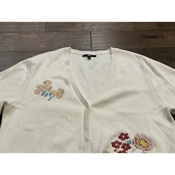 Vintage Vans Womens Cream Embroidered Floral Cardigan Button Up Sweater Size M/L - Picture 4 of 11